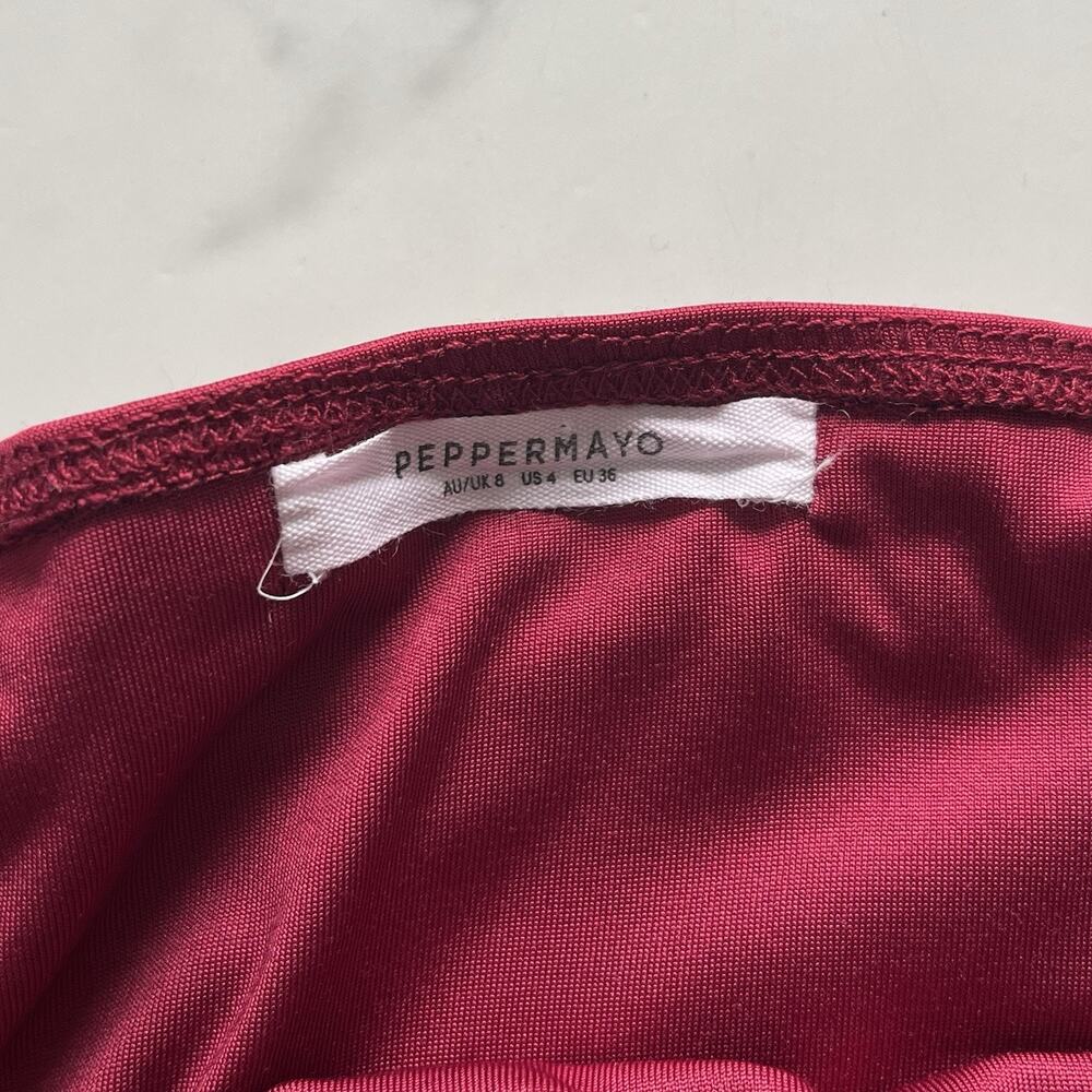 Peppermayo Exclusive Rudy Maxi Dress Maroon Size 4 Column Form-Fitting Gown - Picture 3 of 9